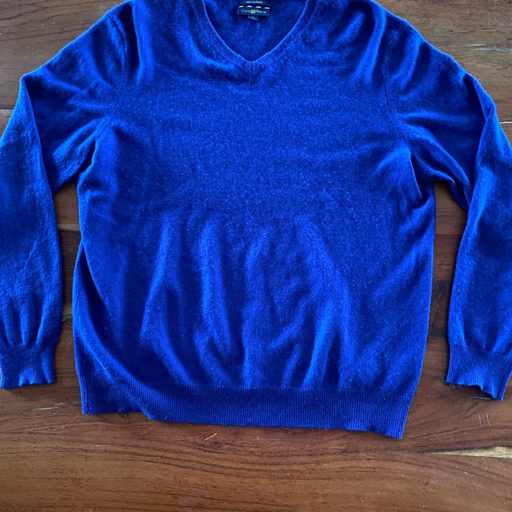 Set of 2 Club Room V-Neck 100% cashmere Sweaters sz L blue - Picture 10 of 11